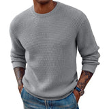Fongt Solid Color Round Neck Sweater Jumper Sweater Men's Long Sleeve Jumper Sweater
