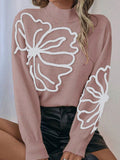 Fongt And Winter New Sweater Embroidered Three-Dimensional Flowers High-Neck Long-Sleeved Knitwear