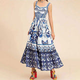 Fongt 2025 New Women's Bohemian Elegant Long-Singed Print Sling Dress