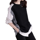 Fongt 2025 Spring And Autumn Tide Design Fashionable Two Splicing Stripes Loose Leisure Long-Sleeved Shirt Woman