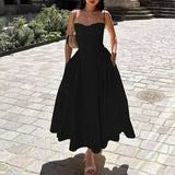 Fongt Women's French Elegant Retro Style Dopamine In A Sling Winter Dress