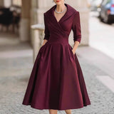 Fongt Elegant Stuff Spring And Autumn Long-Sleeved Belt Dress Explosion