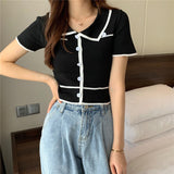 Silk Short-Sleeved T-Shirt Women's Summer 2025 New Design Sense Bm Short Polo Collar Knitting Top