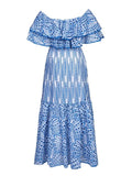 TWOTWINSTYLE Embroidery Elegant Dress For Women Slash Neck Short Sleeve High Waist Cut Out Midi Dresses Female Summer