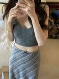 Fongt Chic Spring French Retro High Waist Cover Span Versatile Color Check Bag Buttock Skirt Fishtail Skirt Skirt Woman-Outfit