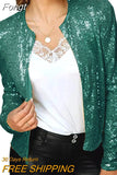 Fashion Ultrashort Sequins Jacket Women Small Coat Spring Autumn Thin Cardigan Top Lady Streetwear Outerwear Casual
