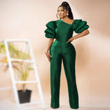 Fongt New Sexy Oblique Shoulder Pile Sleeve High-Rise Body Trousers Party Dress Party Dress