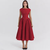 Fongt Autumn And Winter New Women's Fashion Temperament Sexy Back To Repair Solid Color Dress