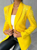 Fongt New Fashion Casual Beads Small Suit Women's Clothing