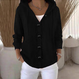 Fongt Sheintemu Spring/Autumn Hooded Long-Sleeved Button Sweater Cardigan