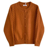 Fongt Clothing Ladies Solid Vintage O Neck Cardigan Sweaters 1215-0-Outfit