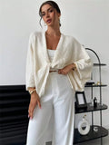 Fongt New Cross-Design Deep V Collar Casual Relaxed Elegant Simple Sweater