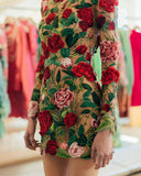 Fashion Half-Neck Peony Flower Embroidered Sexy Bag Of Hip