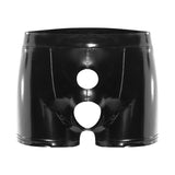 Fongt Men's PVC Bright Leather Boxers Sexy Open File Lekhoers Size Accurate No Smell-Outfit