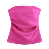 Fongt Fashion Folded Women's New Trend Brag Vest Solid Color Bhise Repair Body Small Top