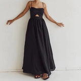 Fongt Breathable Sling High Waist French Dress 2024 Fashion Spring And Autumn New Holiday Style Dress Women-Outfit
