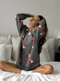 Fongt Temperament Women's Loose Lazy Languid Mushroom Prints Sleeve Sweater Women's Autumn Casual