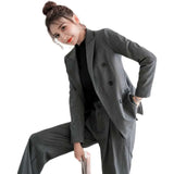Fongt And Autumn 2025 Dark Gray Small Suit Suit Female British Wind Wide Leg Pants Casual Fried Street Suit Suit