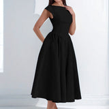 Fongt 2025 French Pure Fashion Elegant Waist Thin Sleeveless Back Hollow Dress