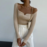 Fongt Collar Knitted Sweater New Solid-Color Bottoming Shirt For Women In Autumn And
