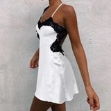 Lace Trim Strap Mini Slip Dress-Outfit