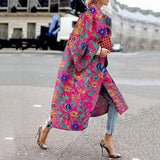 Fongt Spring And Autumn Wishebay Long Horn Sleeve Coat Print Loose Wind Coat