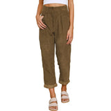 Autumn High Waist Casual Solid Color Corduroy