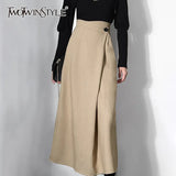 TWOTWINSTYLE Casual Solid Irregular Skirt Female High Waist Loose Asymmetrical For Women Skirts Fashion Autumn Style 2022