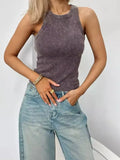 Fongt Seasons Simple And Solid Color Thread Lady Small Vest Sports Leisure Daily Bottom Wearing Spring And Summer Can Wear
