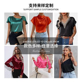 Women's High-Waisted Satin Pleated Split Skirt Solid Color Half Skirt Zipper Fishtail Hip Skirt-Outfit