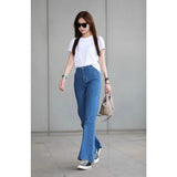 Fongt Retro Blue Trumpet Jeans Women Autumn And Winter New Small Man Without Legs High Waists Thin Horseshoe Horn Trousers