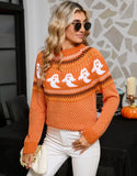 Fongt And Winter New Sweater Women's Halloween Ghost Retro Wave Point Long-Sleeved Knitted Shirt Factory