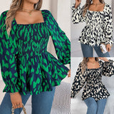 Fongt Shooting 2025 Autumn And Winter Leisure Wood Ear Side Leopard Long-Sleeved Chiffon Shirt Women's Clothing