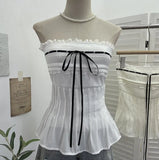 Fongt Shoot Hottie Tset Lady Summer Lace Lace T-Shirt With Bra Strap Short Vest Strap 8828
