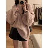 Fongt Version Of The New Soft-Mascued Knitting Coat On The Head Of The Lazy Windy Loose Sweater Coat Women's Large Size Autumn And Winter Fashion