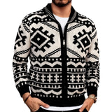 Fongt Men's Autumn And Winter Men's Knit Coat Collared Long-Sleeved Jacket Sweater