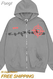 Vintage Gothic Printed Sweatshirt Hoodie Women's Grunge Zipper Hoodie Handgun Printed Wool Hoodie Women's