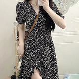 Fongt Break French Black Floral Dress Female Summer 2024 New Small Feeling Chiffon Temperament Dress-Outfit