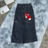 Big Boy Jeans Xinjiajuku Hip-Hop Cartoon Pattern Loosely Embroidered Jeans-Outfit