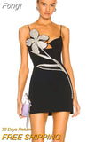 Ladies Sparkling Luxury Diamond Spaghetti Strap Backless Design Celebrity Club Black Sleeveless Sexy Mini Bandage