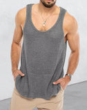 Fongt Spring And Summer Men's Casual Top Tank Top Sleeveless Knit Pure Color Men's Sweater