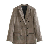 Plaid Blazer for Women Elegant High Quality Office Outfits New In Jacket Double Breasted Coat Oversized Blazer De Mujer-Outfit
