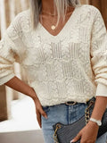 Fongt Women's Sweater Tying Back Hollow Knitted V-Neck Top Factory