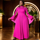 Fongt Personality Shawl Collar Collar Folding Skirt Large-Size Temperament Style Party A-Shaped Skirt Dresses