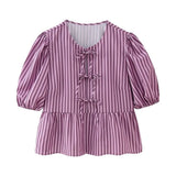 Fongt New Bubble Sleeve With Solid Color Short Top 1213835