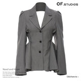 Fongt New Back Lotus Loaf Under The Suit To Collect Waist Thin Coat Suit Top Female 1581