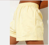 Fongt Summer Women's Tight Waist Loose Broad Legs Solid Color Leisure Sports Shorts