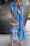 Fongt New Women's Printed Layered Dress Dress
