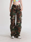 Fongt High Street Yabi Camouflage Cargo Pants Spring 2024 New Retro Large Pocket Loose Fashion Cargo Pants-Outfit