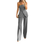 Fongt 2023 New Casual Fashion Suit Button Temperament Strapless Suit Pants-Outfit